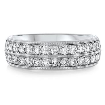 Prima 2 Row Diamond Band With Milgrain Prima 2 Row Diamond Band With Milgrain