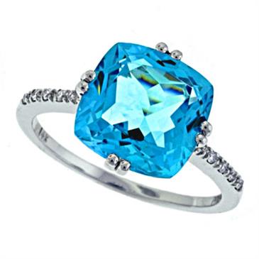 Prima   Diamond And Blue Topaz Ring
