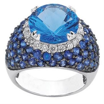 Prima Diamond, Blue Topaz And Sapphire Ring Prima Diamond, Blue Topaz And Sapphire Ring