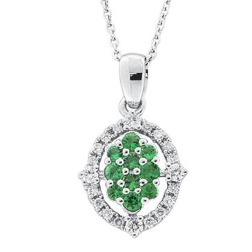 Prima Emerald & Diamond Pendant With Chain Prima Emerald & Diamond Pendant With Chain