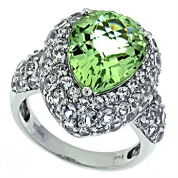 Prima Green Amethyst And White Topaz Ring Prima Green Amethyst And White Topaz Ring