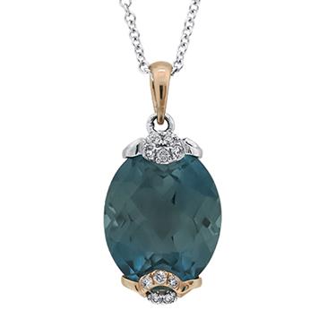 Prima London Blue & Diamond Pendant With Chain Prima London Blue & Diamond Pendant With Chain
