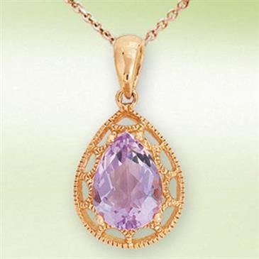 Prima 14k Rose Gemstone Pendant Prima 14k Rose Gemstone Pendant