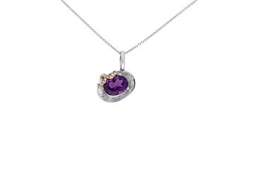 Prima 14k Two Tone Gemstone Pendant Prima 14k Two Tone Gemstone Pendant