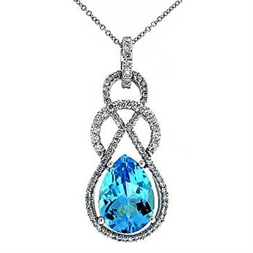 Prima 14k White Gemstone Pendant Prima 14k White Gemstone Pendant