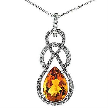 Prima 14k White Gemstone Pendant Prima 14k White Gemstone Pendant