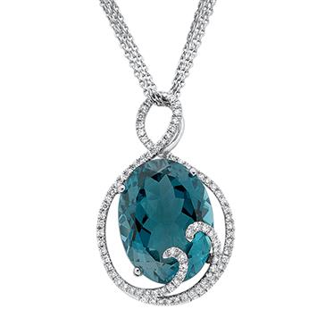 Prima 14k White Gemstone Pendant Prima 14k White Gemstone Pendant
