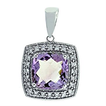 Prima 14k White Gemstone Pendant Prima 14k White Gemstone Pendant