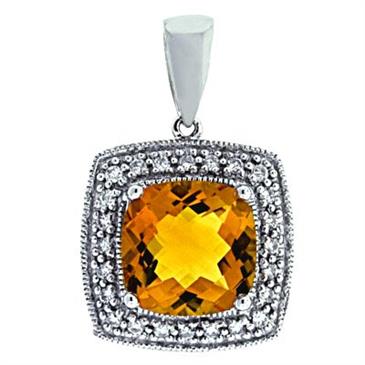 Prima 14k White Gemstone Pendant Prima 14k White Gemstone Pendant