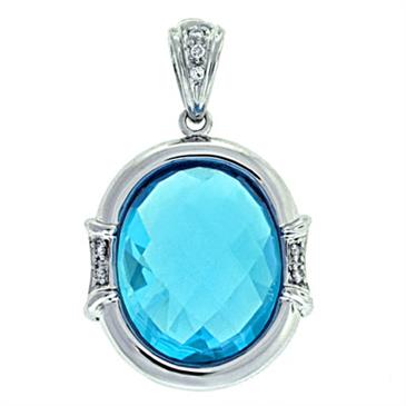 Prima 14k White Gemstone Pendant Prima 14k White Gemstone Pendant