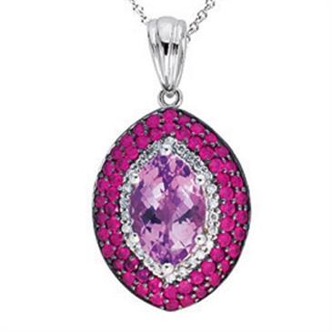 Prima 14k White Gemstone Pendant Prima 14k White Gemstone Pendant