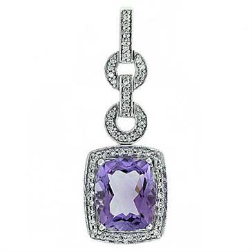 Prima 14k White Gemstone Pendant Prima 14k White Gemstone Pendant
