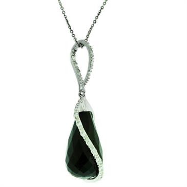 Prima 14k White Gemstone Pendant Prima 14k White Gemstone Pendant