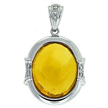 Prima 14k White Gemstone Pendant Prima 14k White Gemstone Pendant