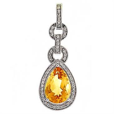 Prima 14k White Gemstone Pendant Prima 14k White Gemstone Pendant