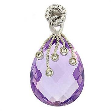 Prima 14k White Gemstone Pendant Prima 14k White Gemstone Pendant