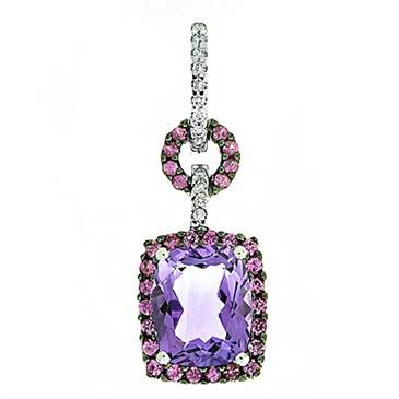 Prima 14k White Gemstone Pendant Prima 14k White Gemstone Pendant