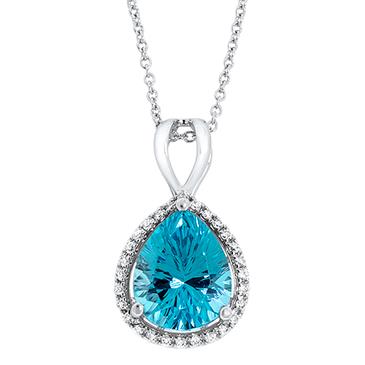 Prima 14k White Gemstone Pendant Prima 14k White Gemstone Pendant