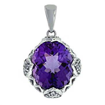 Prima 14k White Gemstone Pendant Prima 14k White Gemstone Pendant