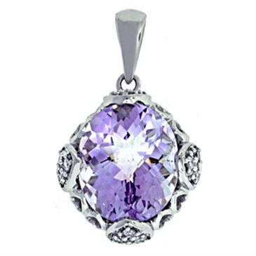 Prima 14k White Gemstone Pendant Prima 14k White Gemstone Pendant