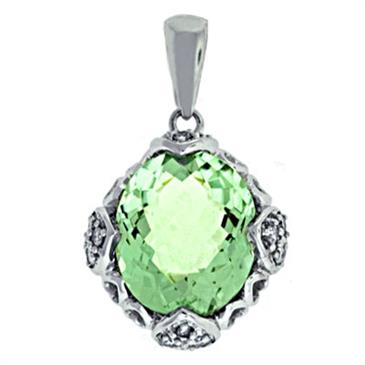 Prima 14k White Gemstone Pendant Prima 14k White Gemstone Pendant