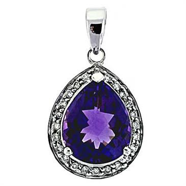 Prima 14k White Gemstone Pendant Prima 14k White Gemstone Pendant