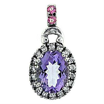 Prima 14k White Gemstone Pendant Prima 14k White Gemstone Pendant