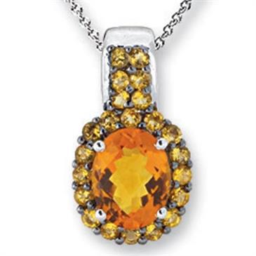 Prima 14k White Gemstone Pendant Prima 14k White Gemstone Pendant