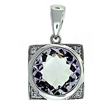 Prima 14k White Gemstone Pendant Prima 14k White Gemstone Pendant