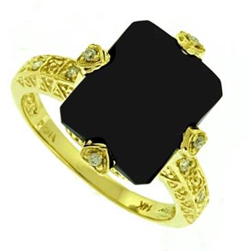 Prima Black Onyx & Diamond Ring Prima Black Onyx & Diamond Ring