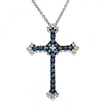 Prima Blue Sapphire & Diamond Pendant With Chain Prima Blue Sapphire & Diamond Pendant With Chain