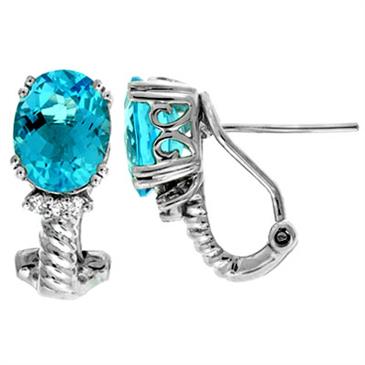 Prima Blue Topaz & Diamond Earrings Prima Blue Topaz & Diamond Earrings