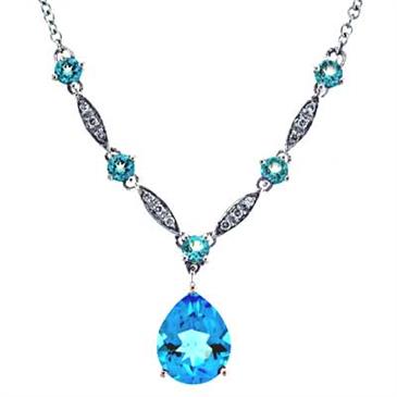 Prima Blue Topaz & Diamond Necklace Prima Blue Topaz & Diamond Necklace