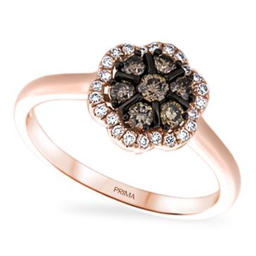 Prima Brown & White Diamond Flower Ring Prima Brown & White Diamond Flower Ring