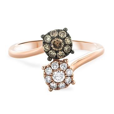 Prima Brown & White Diamond Cluster Bypass Ring Prima Brown & White Diamond Cluster Bypass Ring