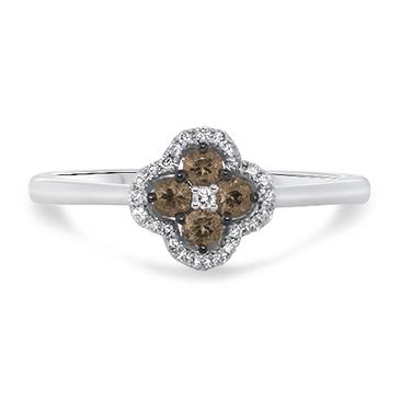 Prima Brown & White Diamond Mini Clover Cluster Ring Prima Brown & White Diamond Mini Clover Cluster Ring