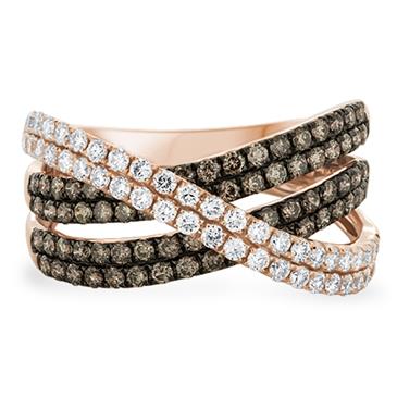 Prima Brown Diamond & Diamond Crossover Ring