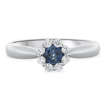Prima Ceylon Blue Sapphire & Diamond Cluster Ring Prima Ceylon Blue Sapphire & Diamond Cluster Ring