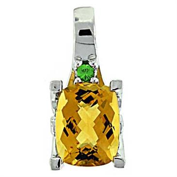 Prima Citrine,Tsavorite & Diamond Pendant Prima Citrine,Tsavorite & Diamond Pendant