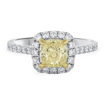 Prima Cushion Yellow Diamond Halo Engagement Ring Prima Cushion Yellow Diamond Halo Engagement Ring