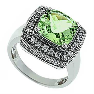 Prima Diamond & Green Amethyst Ring Prima Diamond & Green Amethyst Ring
