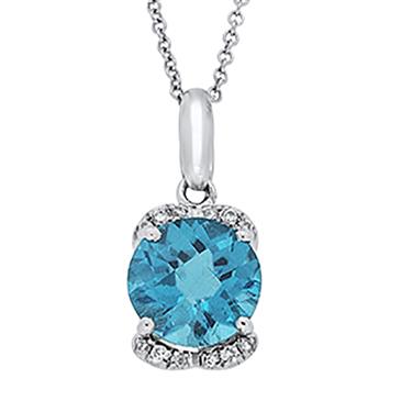 Prima Diamond & 8mm R Blue Topaz Pendant Prima Diamond & 8mm R Blue Topaz Pendant