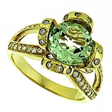 Prima Diamond And Green Amethyst Ring Prima Diamond And Green Amethyst Ring