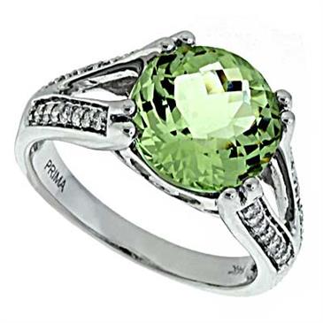 Prima Diamond And Green Amethyst Ring Prima Diamond And Green Amethyst Ring