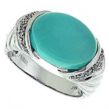 Prima Diamond And Sea Blue Chalcedony Ring Prima Diamond And Sea Blue Chalcedony Ring