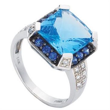 Prima Diamond, Blue Topaz And Sapphire Ring Prima Diamond, Blue Topaz And Sapphire Ring