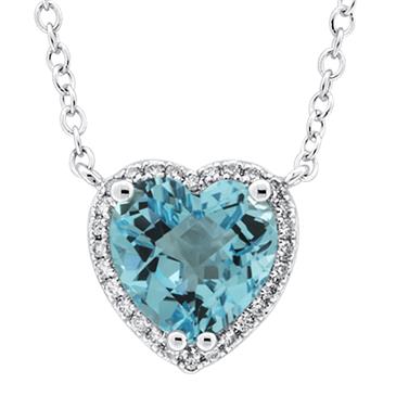 Prima Diamond & Blue Topaz Heart Pendant on Chain Prima Diamond & Blue Topaz Heart Pendant on Chain