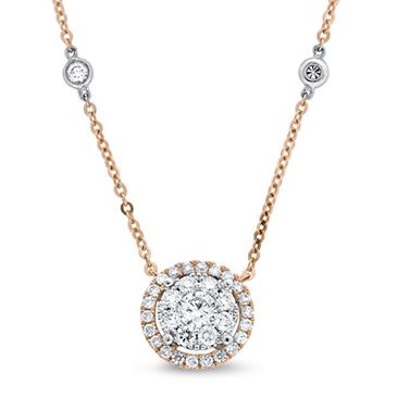 Prima Diamond Cluster Dangle Necklace (Rose Prima Diamond Cluster Dangle Necklace (Rose
