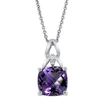 Prima Diamond & Cushion Amethyst Pendant Prima Diamond & Cushion Amethyst Pendant