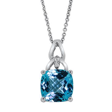 Prima Diamond & Cushion Blue Topaz Pendant Prima Diamond & Cushion Blue Topaz Pendant
